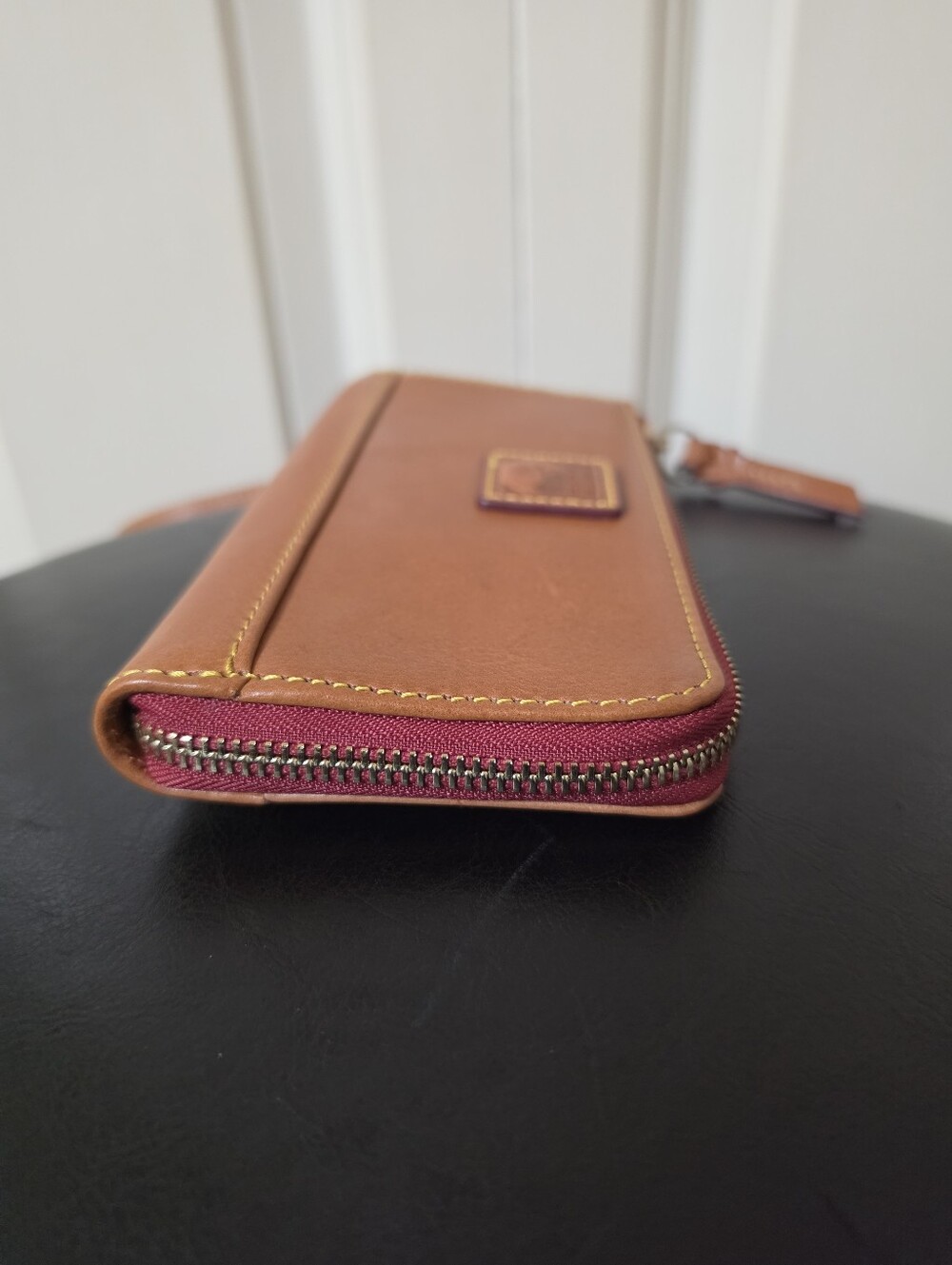 Dooney Florentine Fold Zip Wristlet/Color: Natural - Picture 4 of 8
